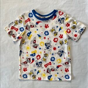 Paw Patrol Short Sleeve T-Shirt - White with Red, Blue, Yellow Print - Size 7